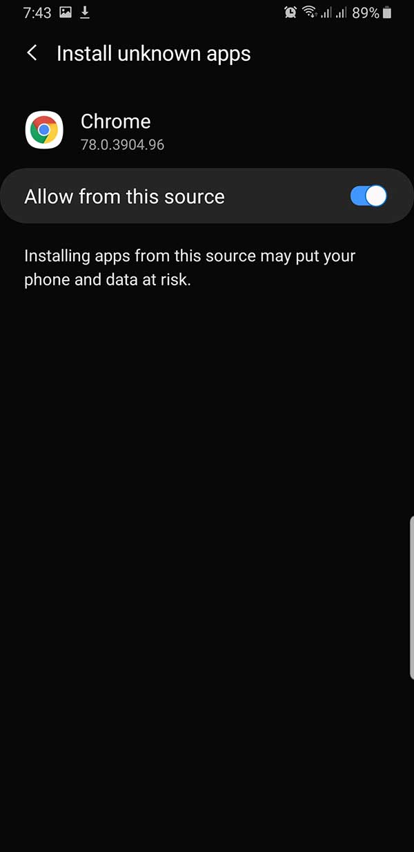 install unknown apps chrome